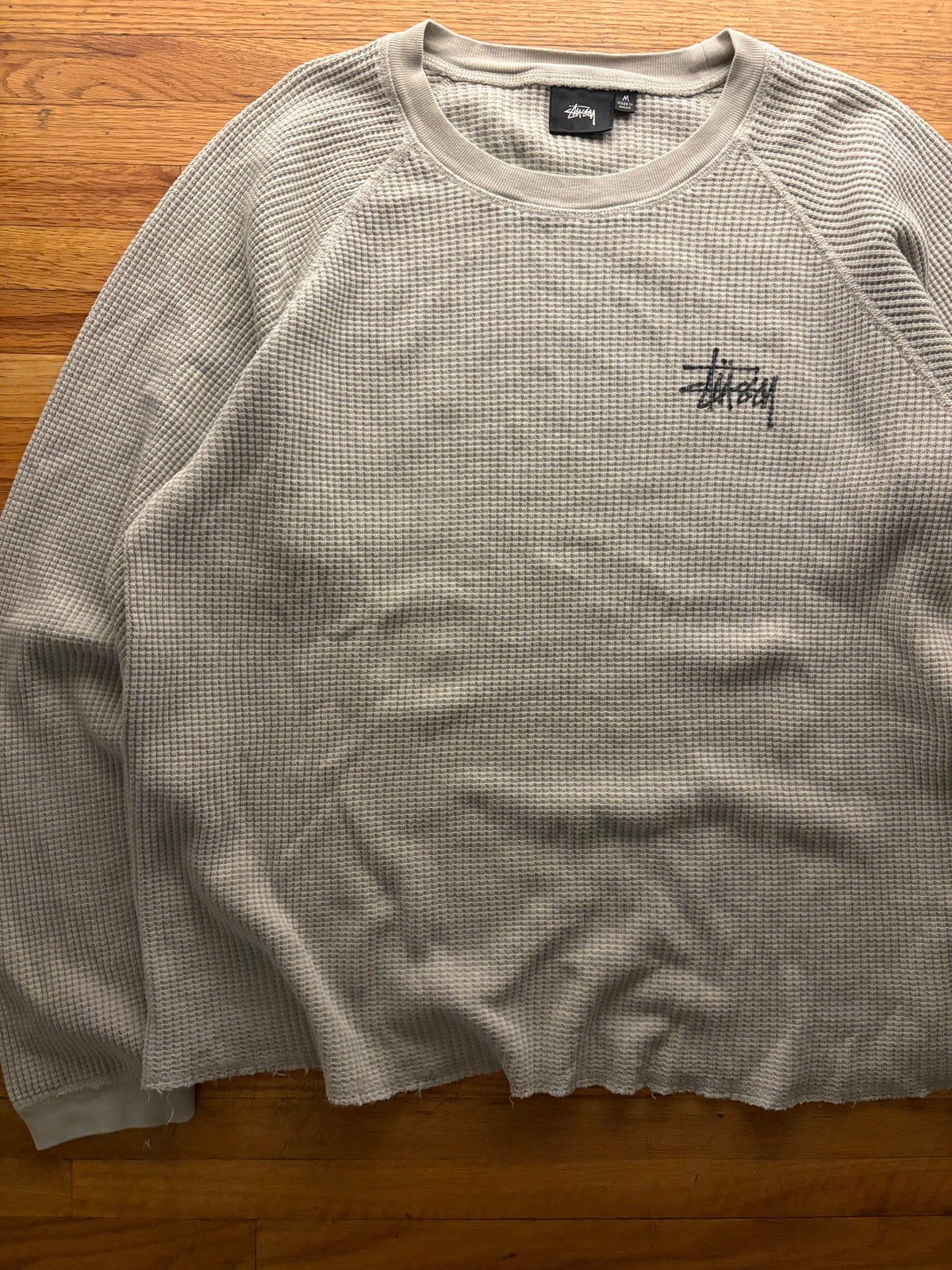 (M) Stussy Thermal Waffle Knit Longsleeve Beige