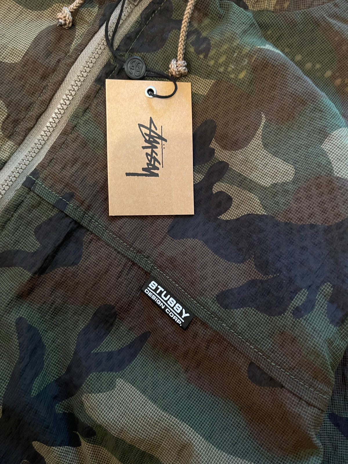 (M) BNWT Stussy Layered Mesh Hooded Reversible Jacket - Woodland