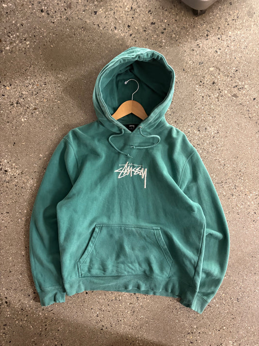 Stussy Hunter Green Stitch Script Hoodie