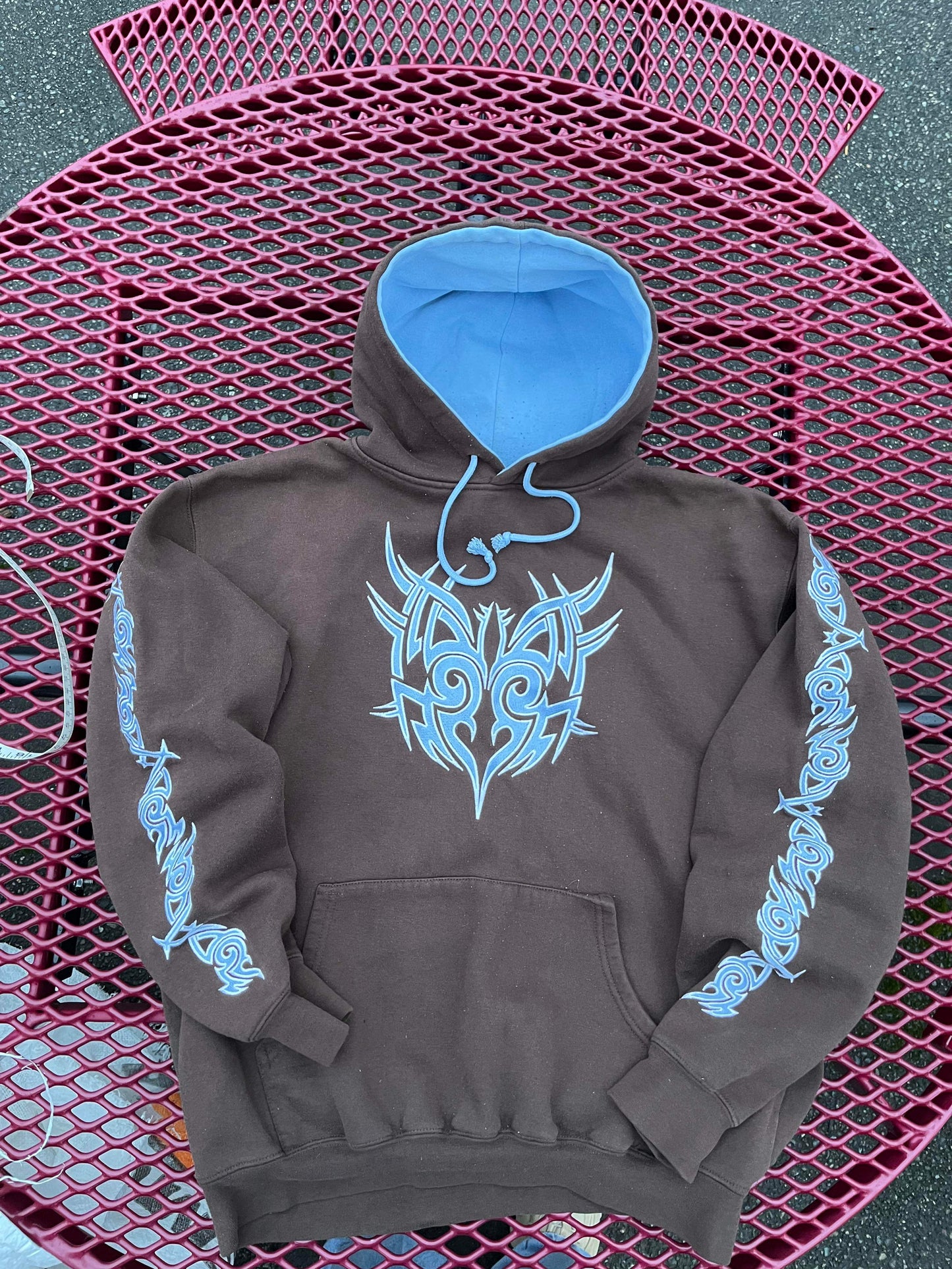 (XL) Boxy Y2K Tribal Brown Hoodie
