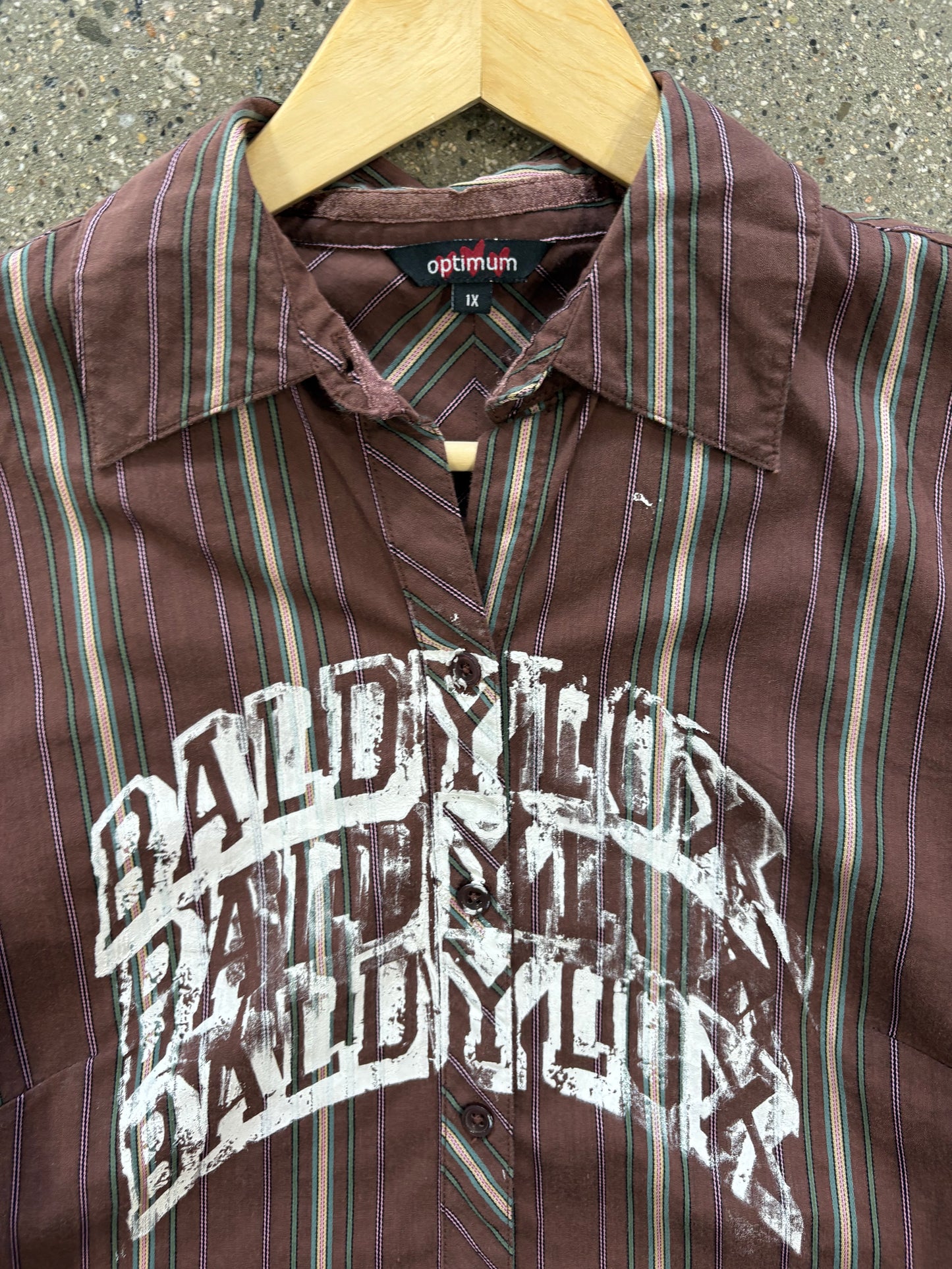 (M) Baldy 1/1 Cropped Pinstripe Button up