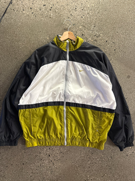 (L) 90s White Black Avocoado Green Nike Windbreaker
