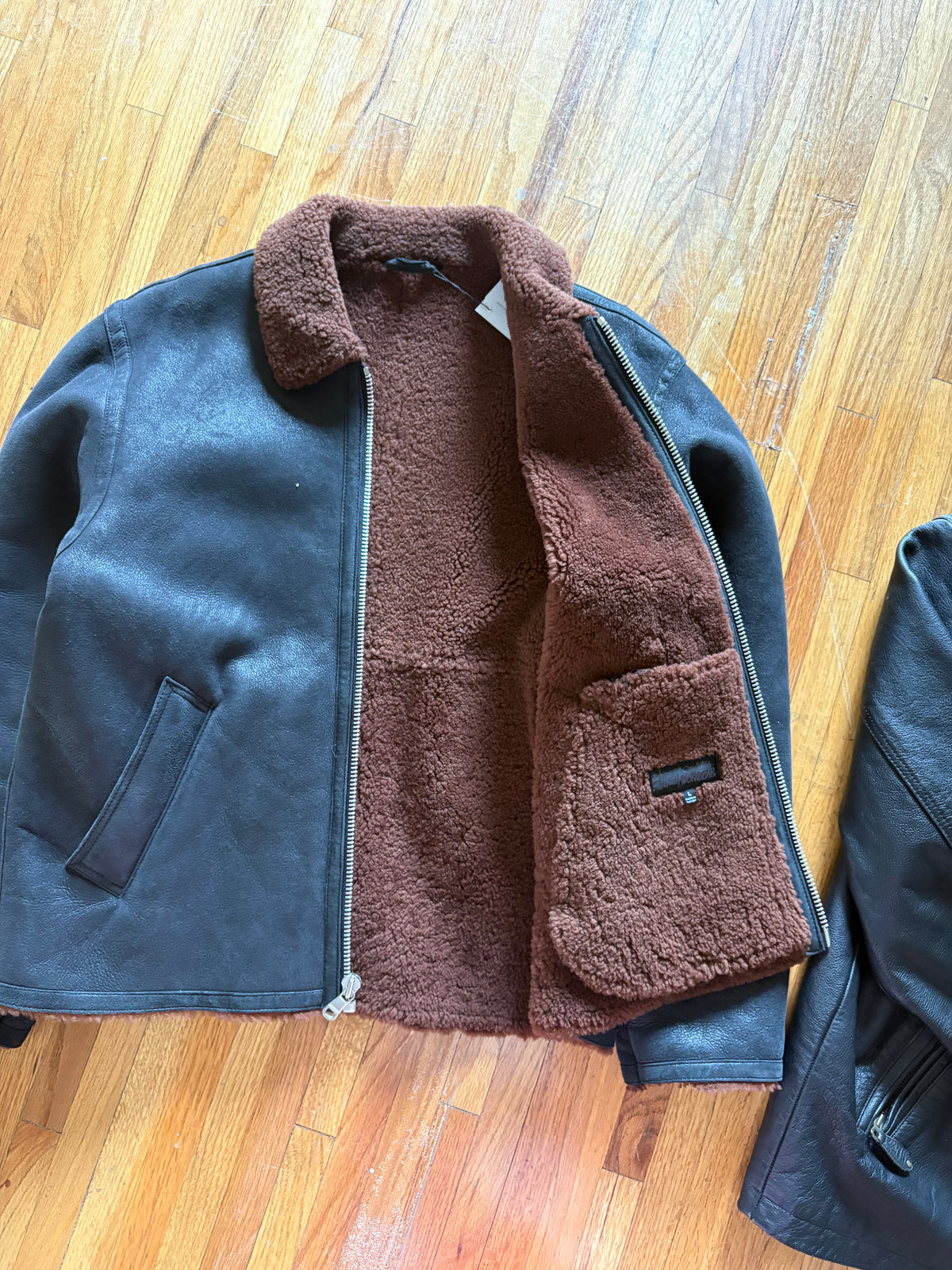 (L) Stussy Shearling Leather Jacket