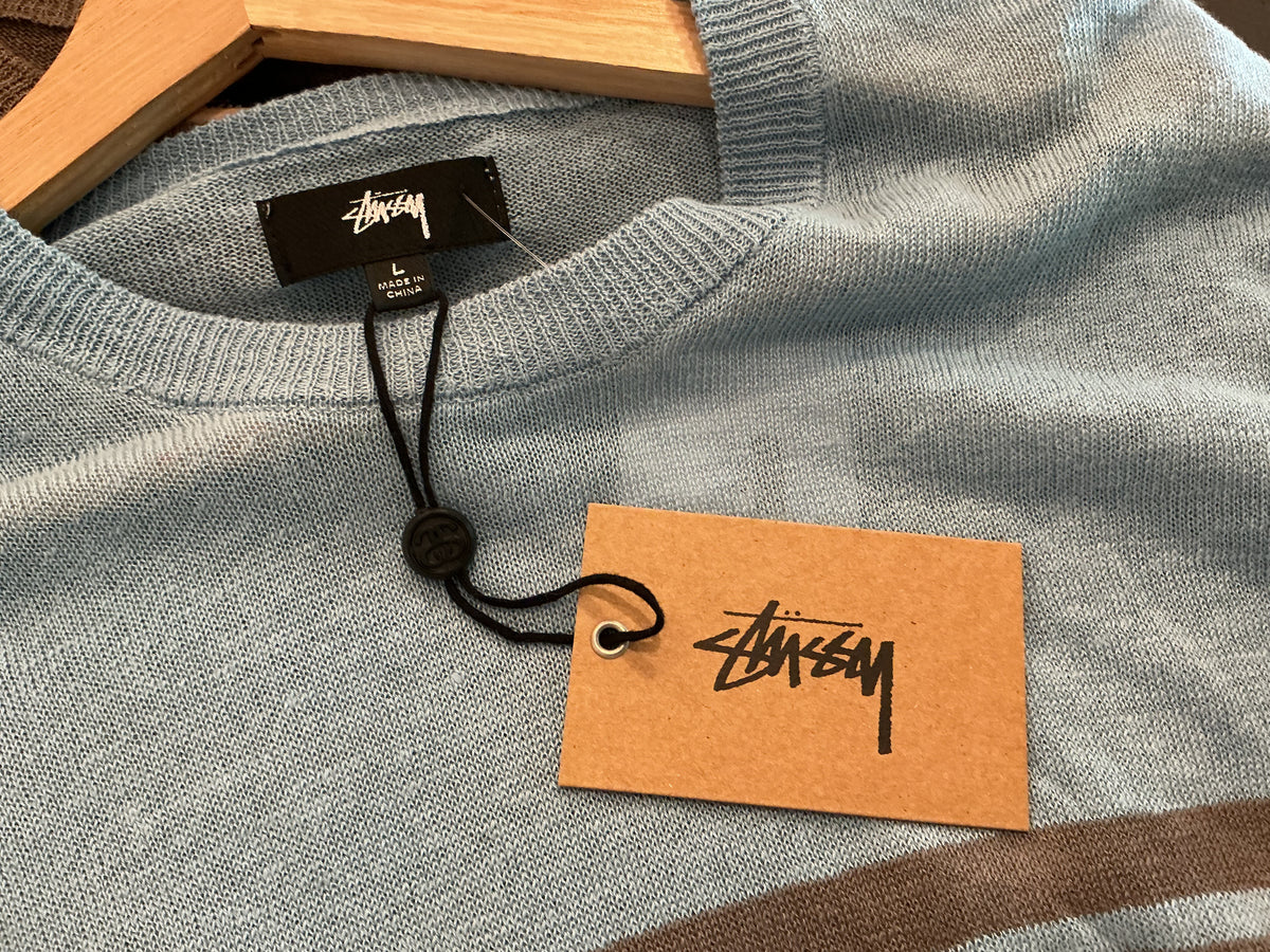 (L) BNWT Stussy Lightweight Striped Sweater - Blue