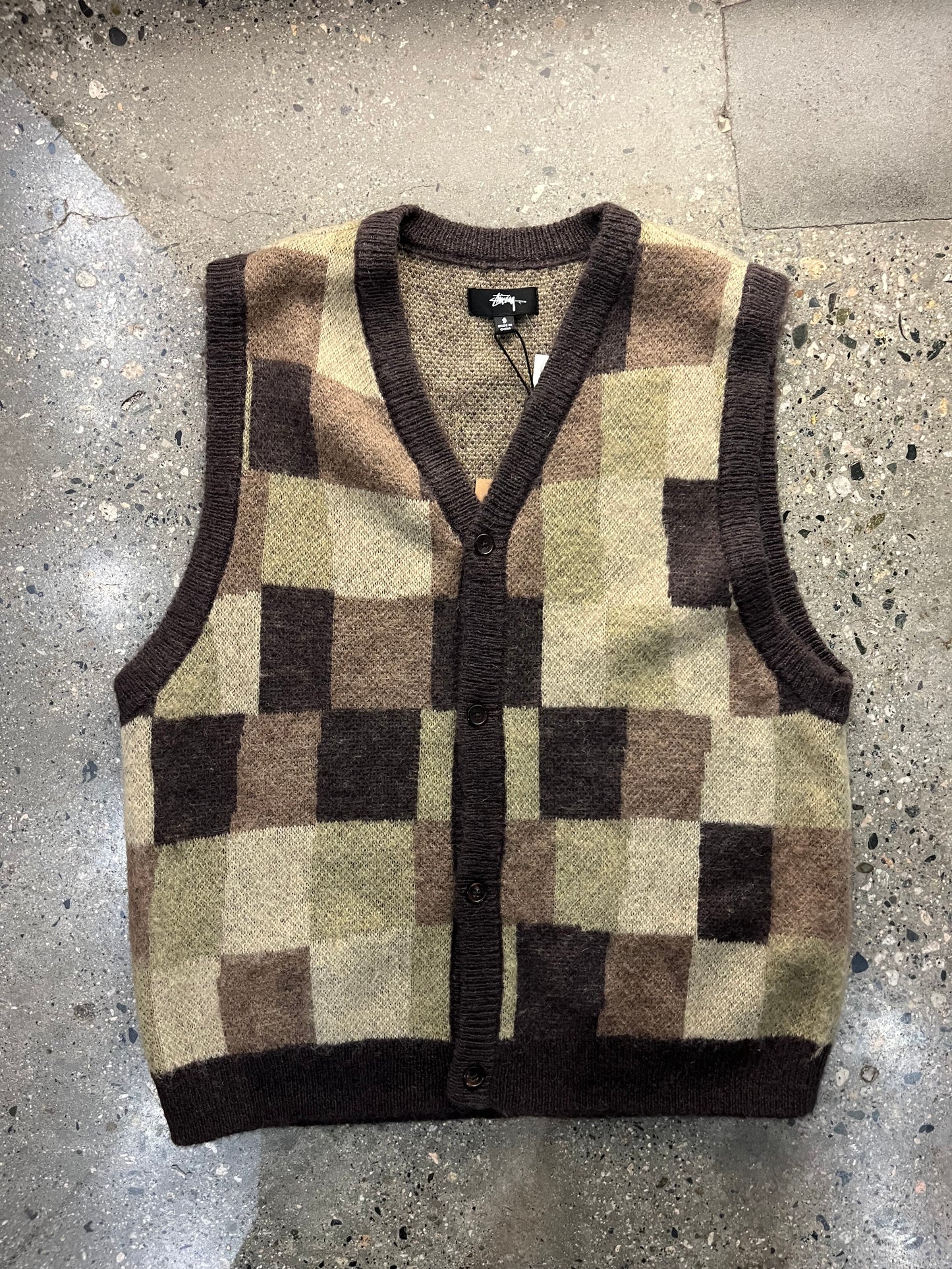 (S) BNWT Stussy Wobbly Check Sweater Vest