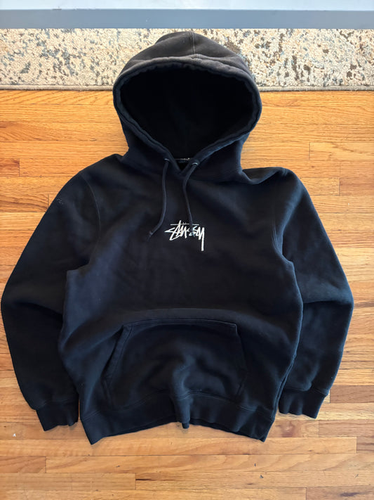 (S) Stussy Script Logo Black Hoodie