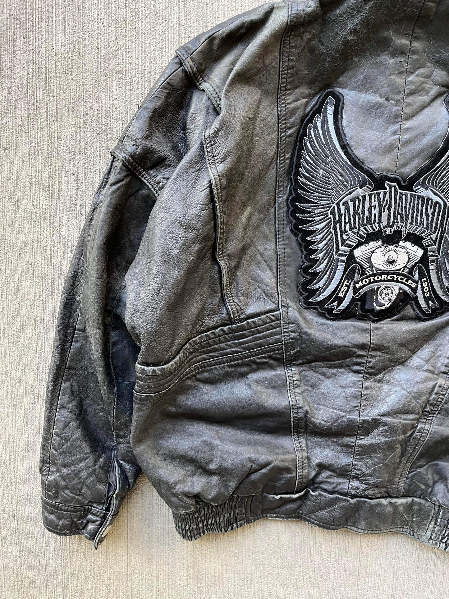 (m) Vintage Harley Davidson Leather Jacket