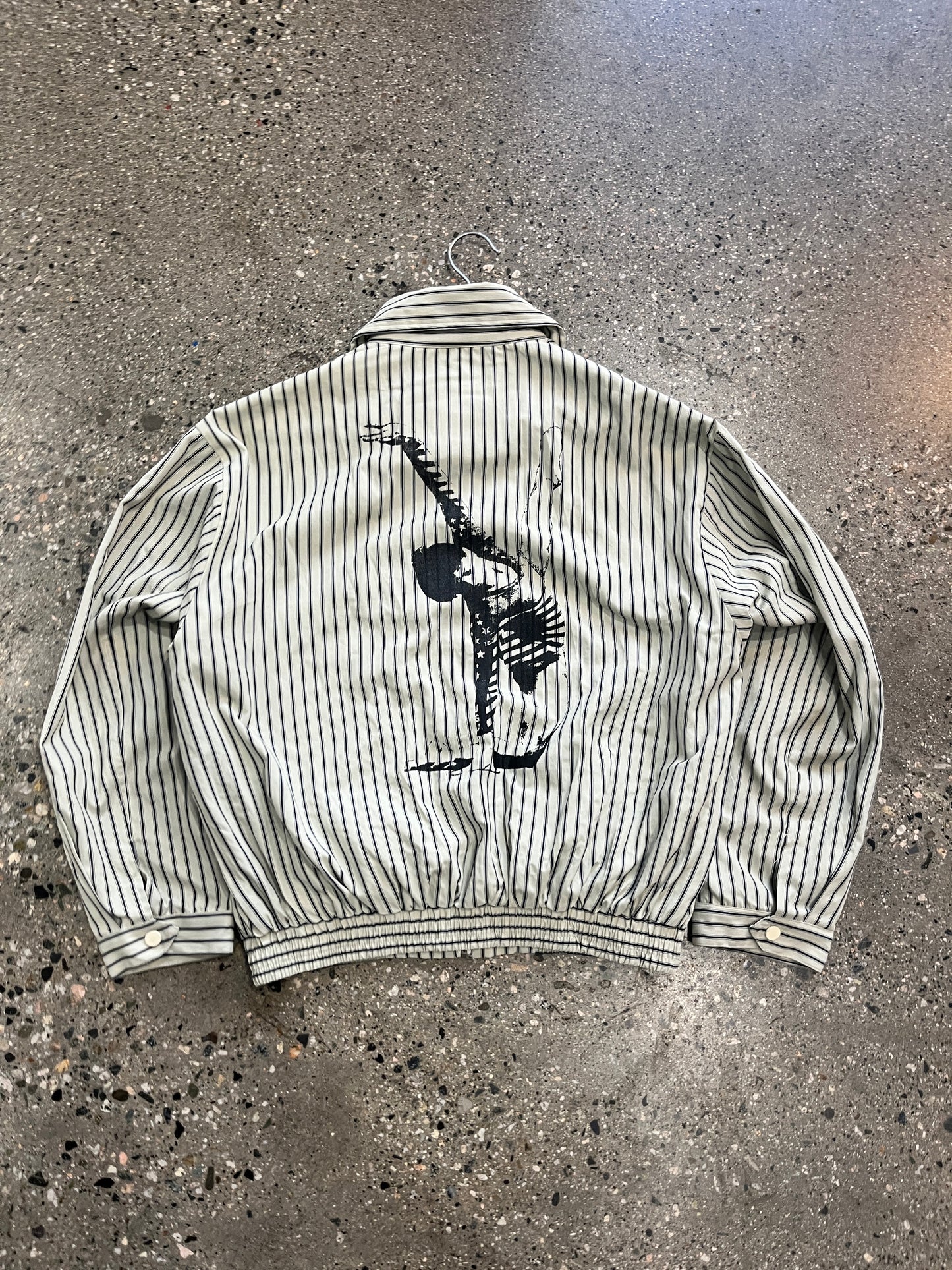 (M) Basketcase Gallery Striped Cropped Jacket