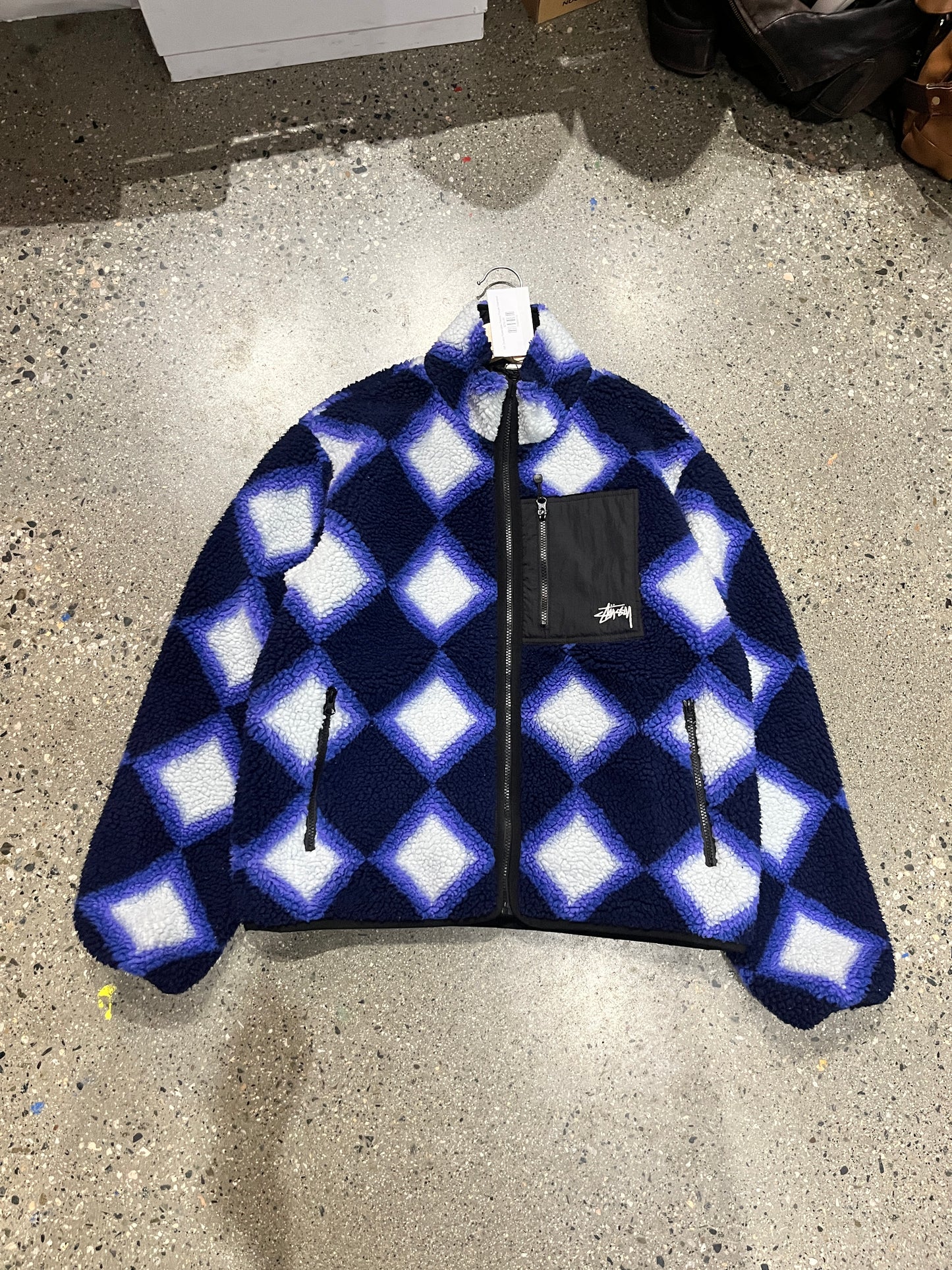 (M) Stussy Reversible Fleece Purple Diamond