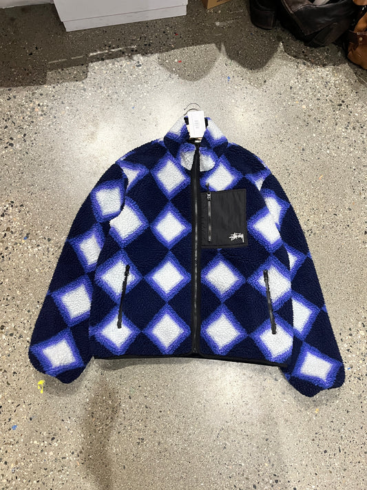 (M) Stussy Reversible Fleece Purple Diamond