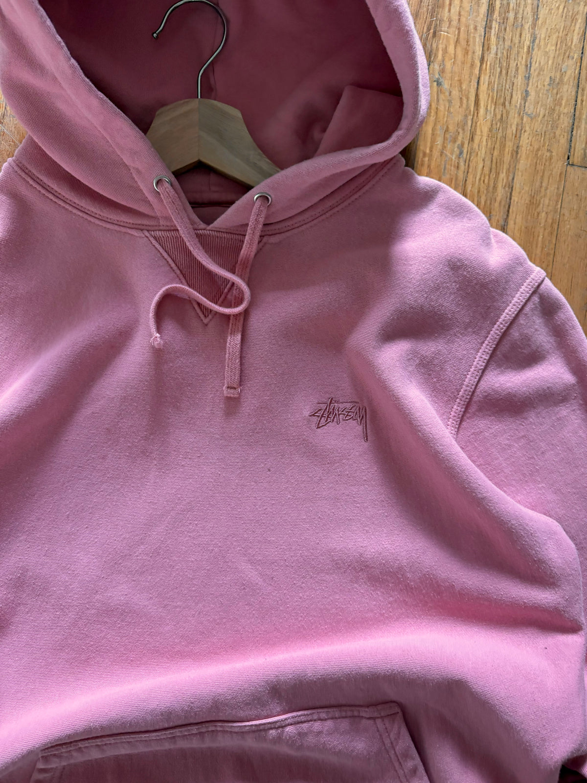 (L) Stussy Baby Pink Tonal Hoodie