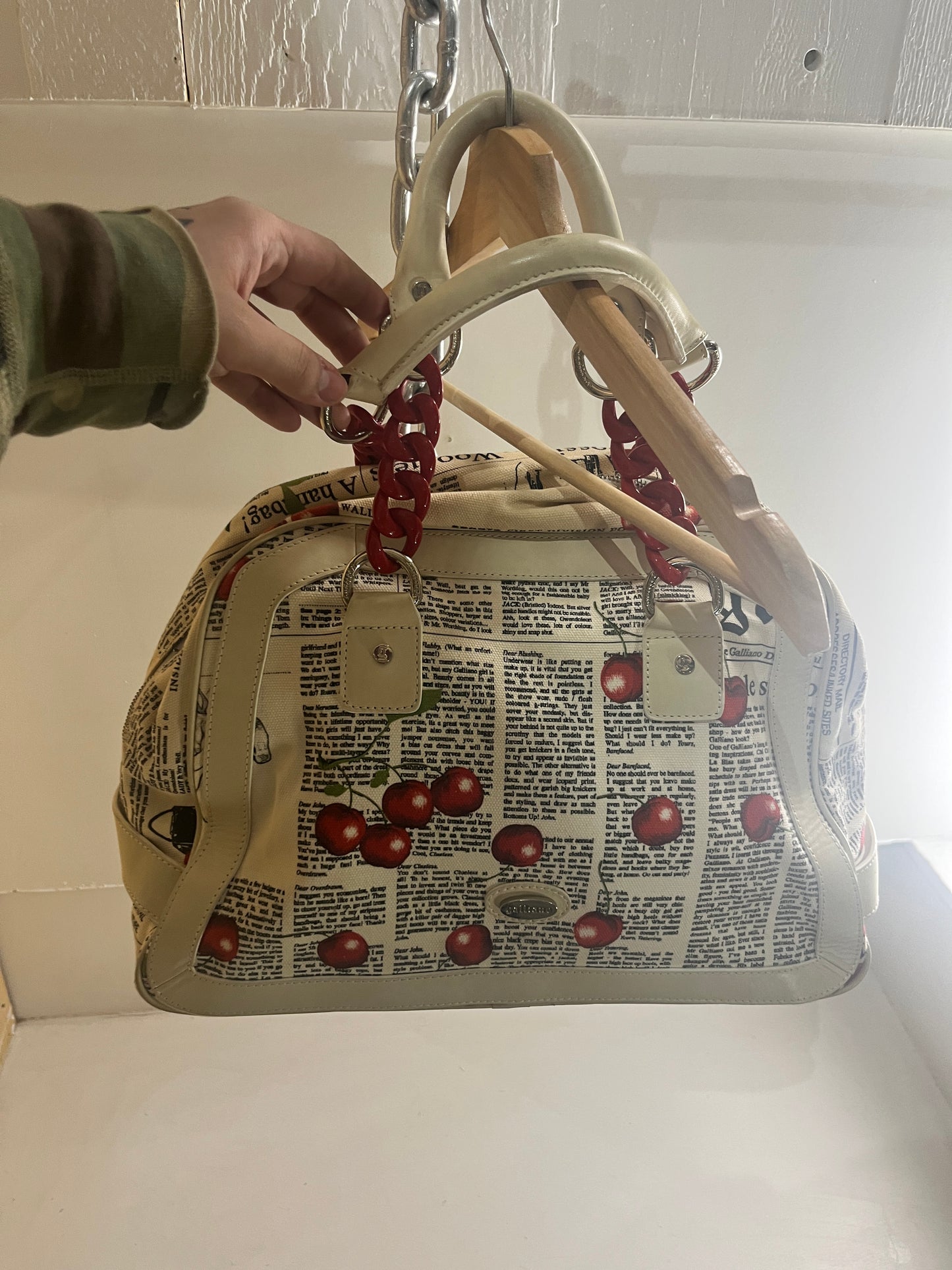 (OS) John Galliano newspaper gazette print shoulder bag