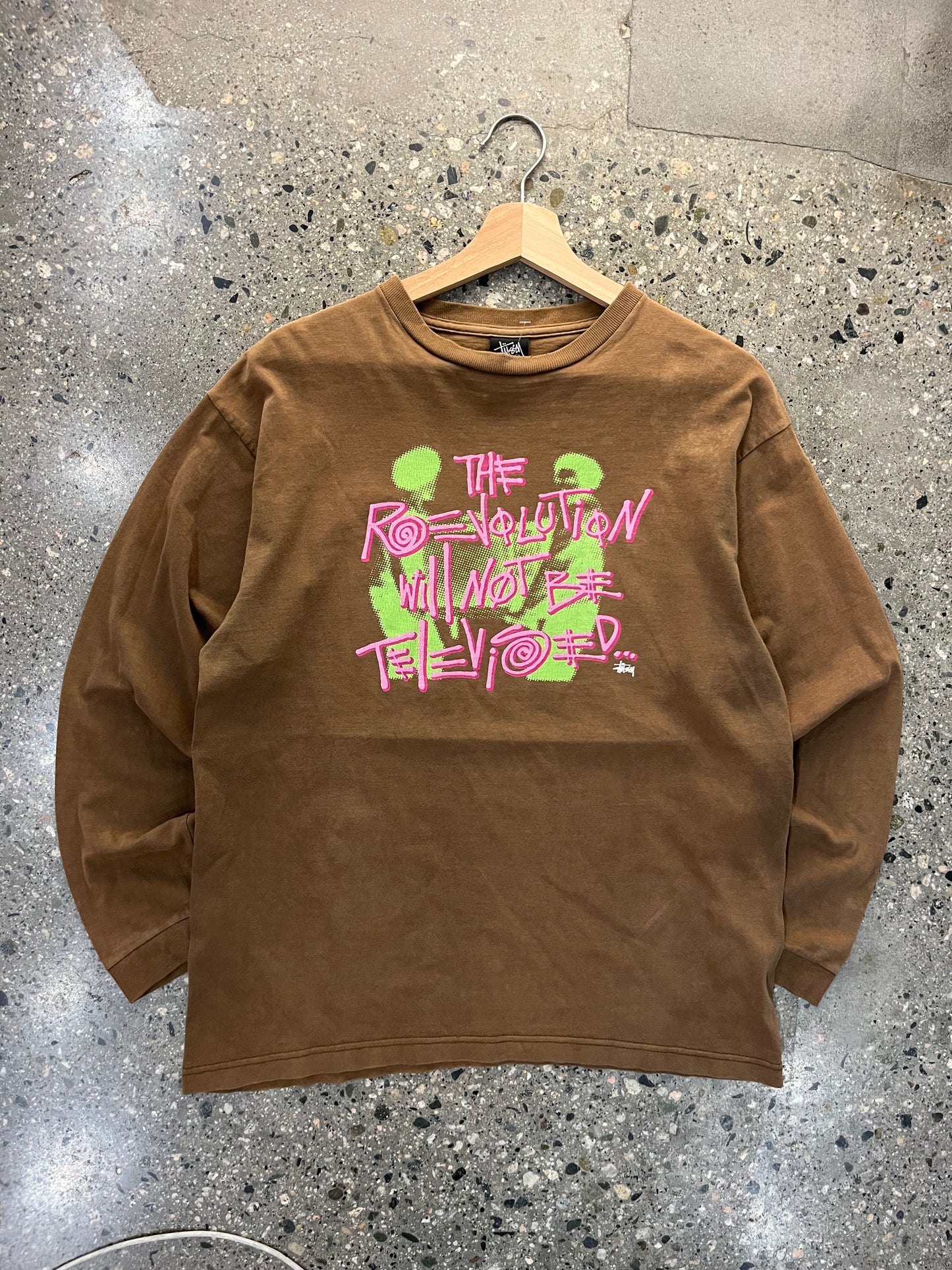 (m) Mid 2000s Stussy Revolution Brown LS