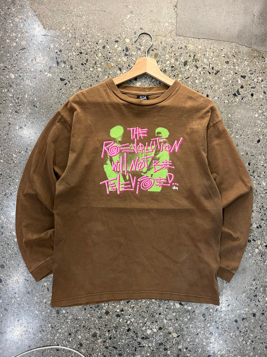 (m) Mid 2000s Stussy Revolution Brown LS
