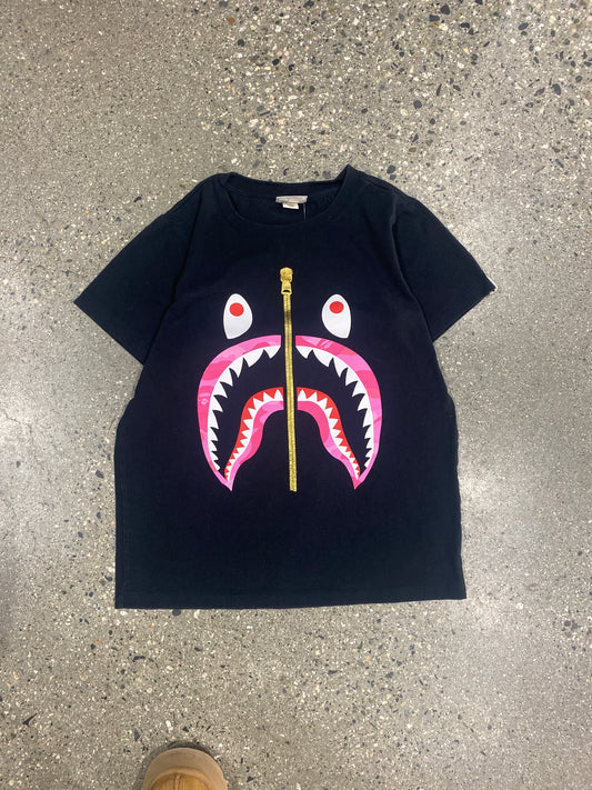 (Womens S) Bape Shark Zipper Tee