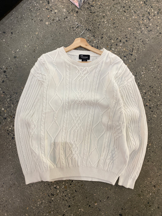 (M/L) Tosani White Cable Knit