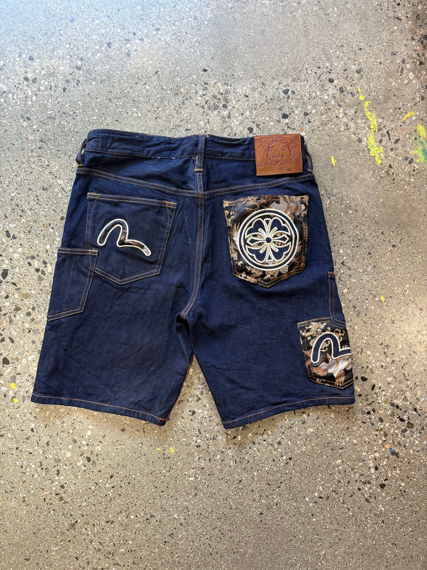 (33”W) Evisu Dark Indigo Jorts