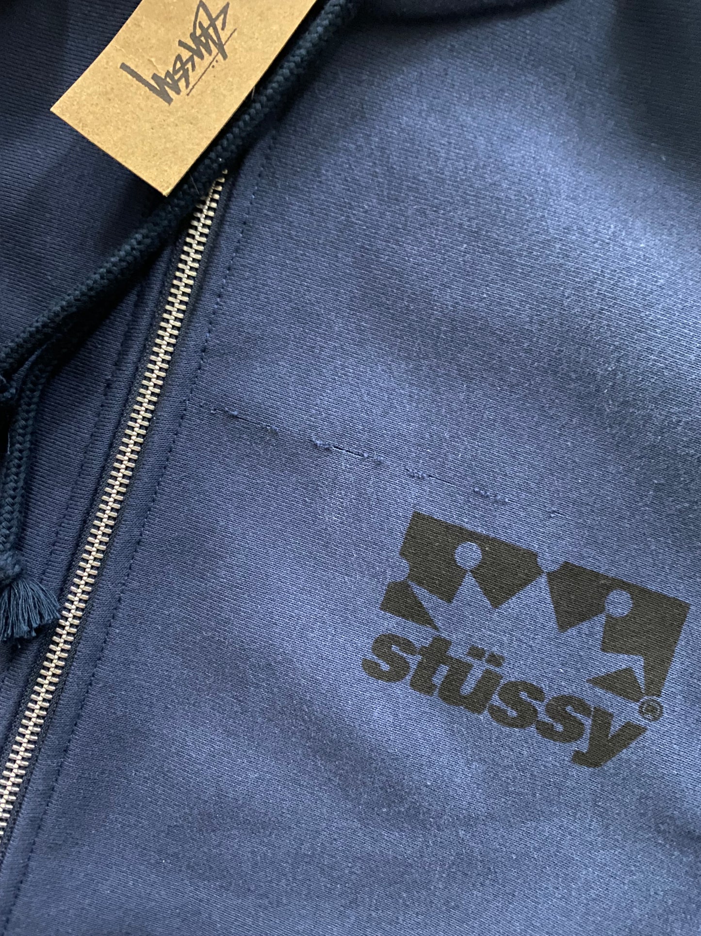 (2X) Stussy Navy Box Crown Zip ( New with Tags)
