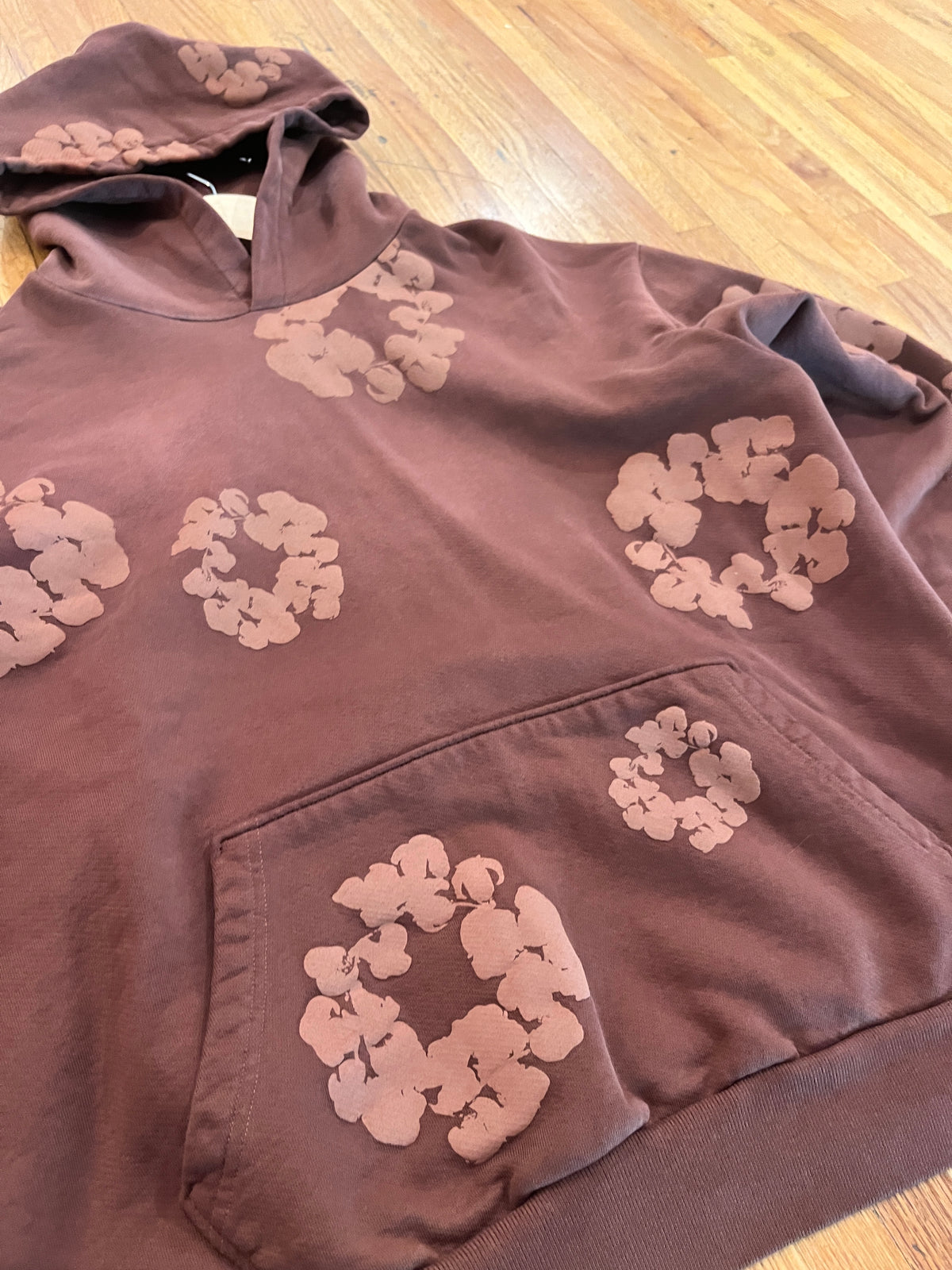 (L) Brown Denim Tears Hoodie