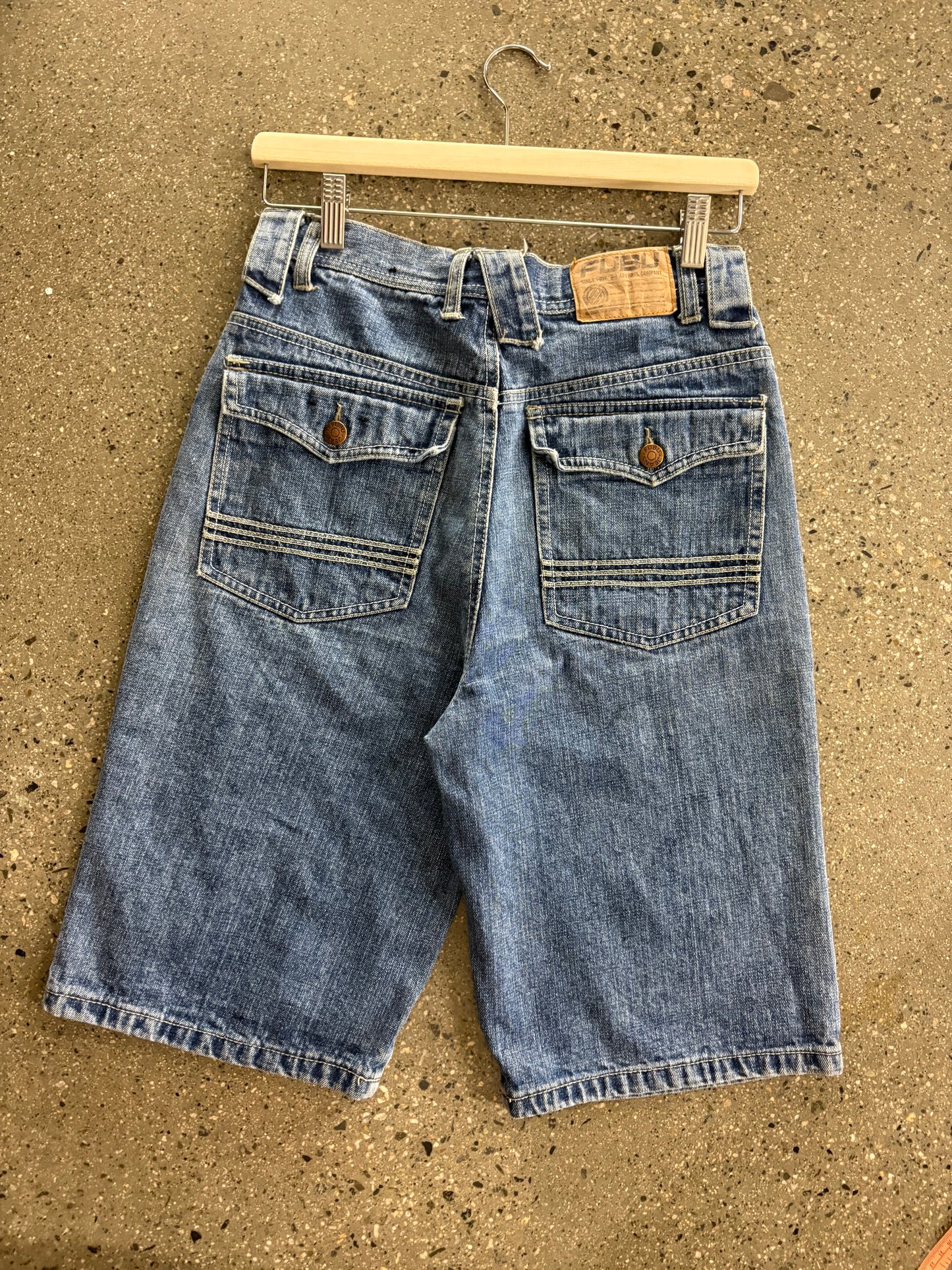28” fubu script jort ( as is )