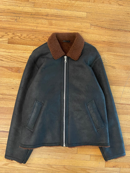 (L) Stussy Shearling Leather Jacket