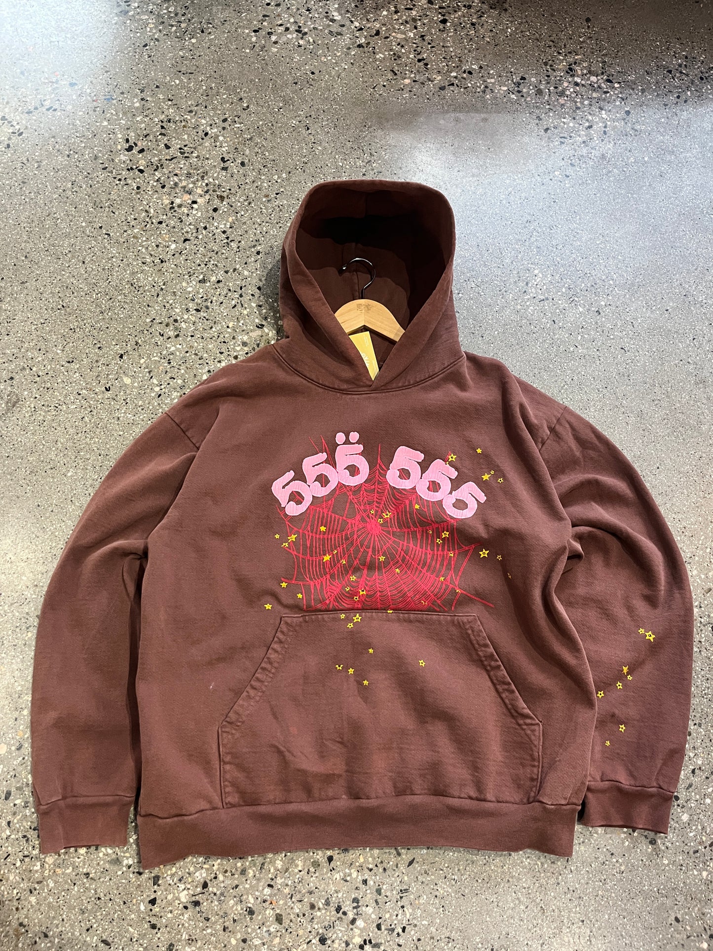 (L) Sp5der Brown Hoodie