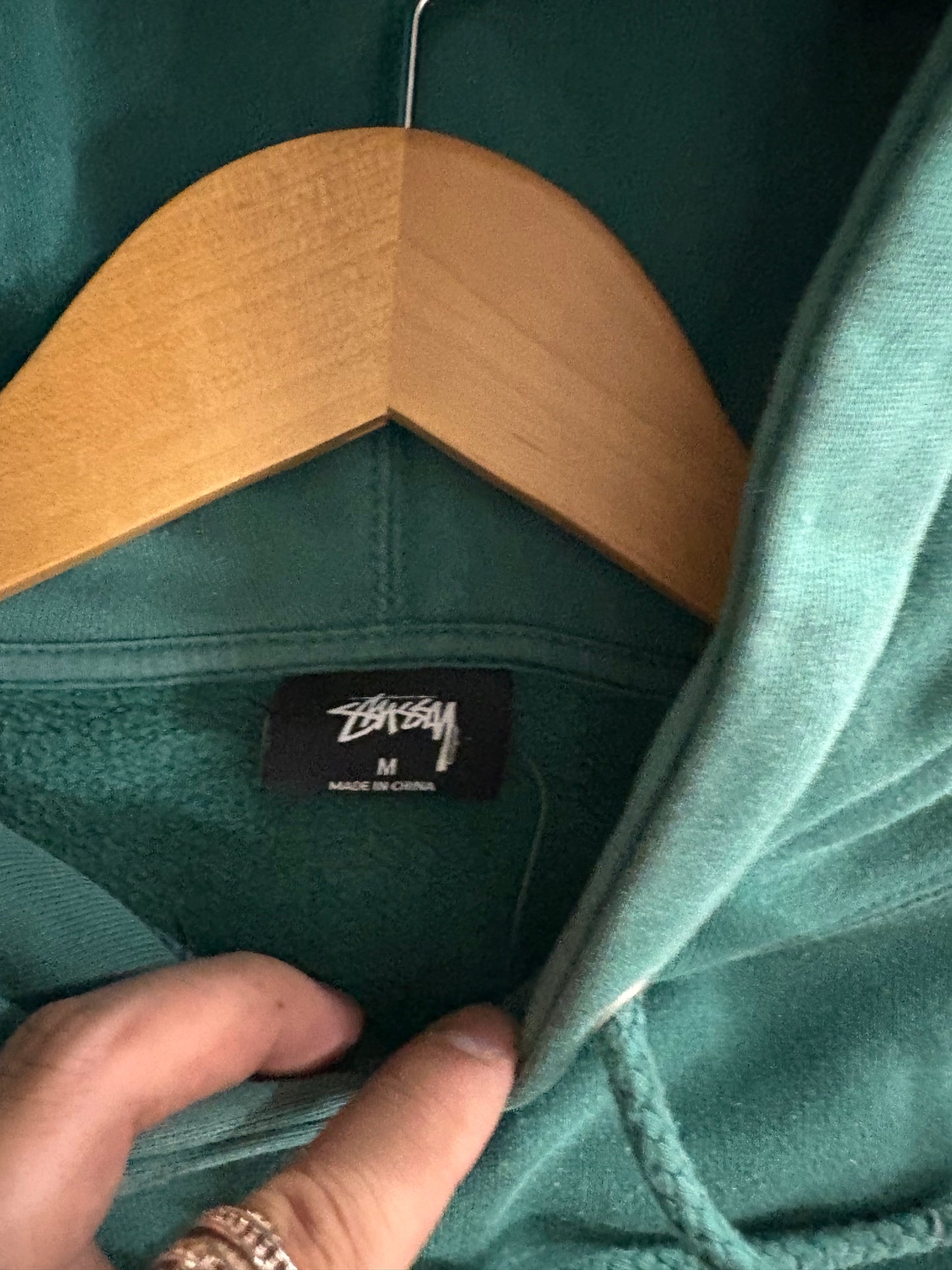 Stussy Hunter Green Stitch Script Hoodie