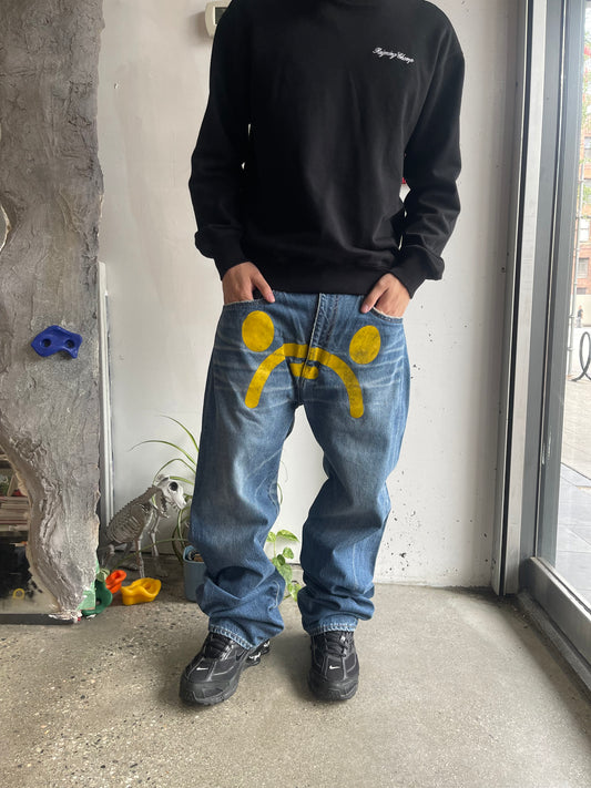 36” Early 2000s Bape Sad Face Jeans