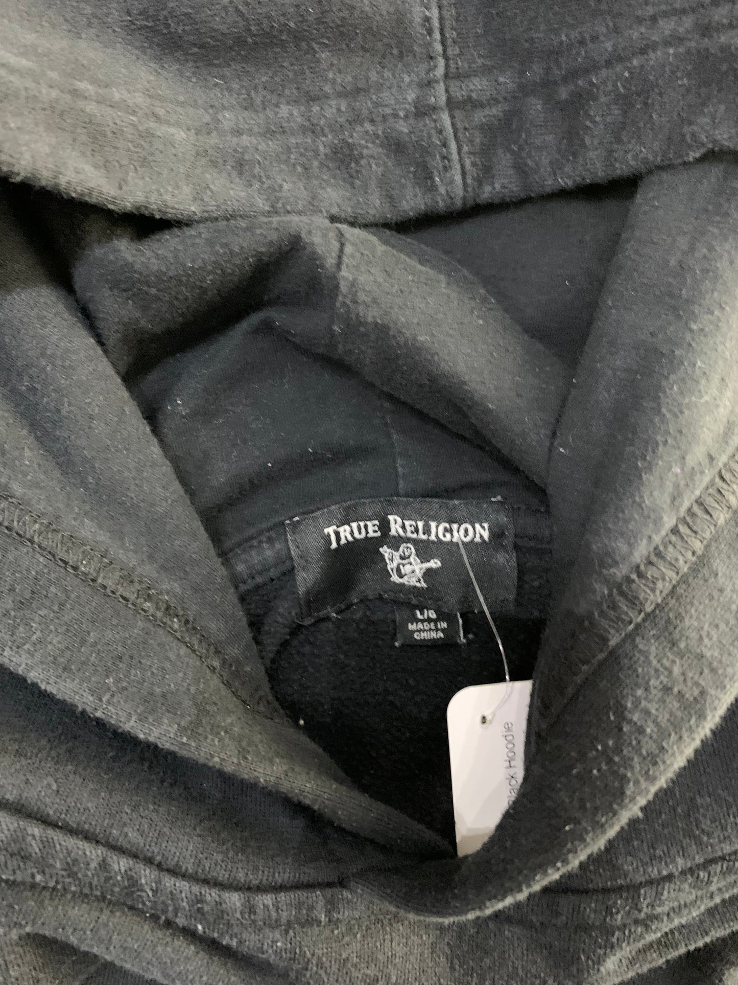 (L) 00's True Religion Double Sided Black Hoodie