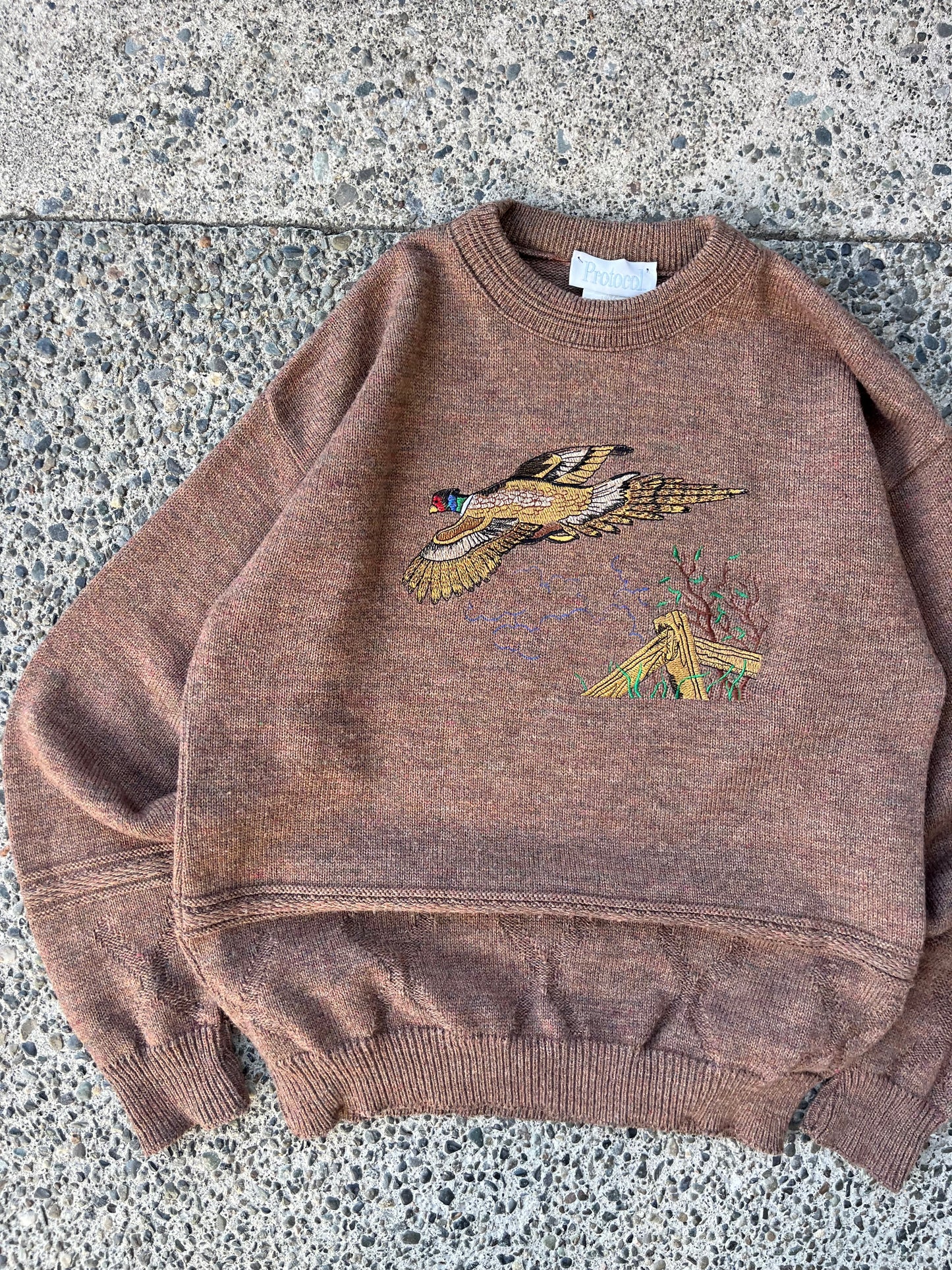 (M) Vintage Wool Textured Geese Knit