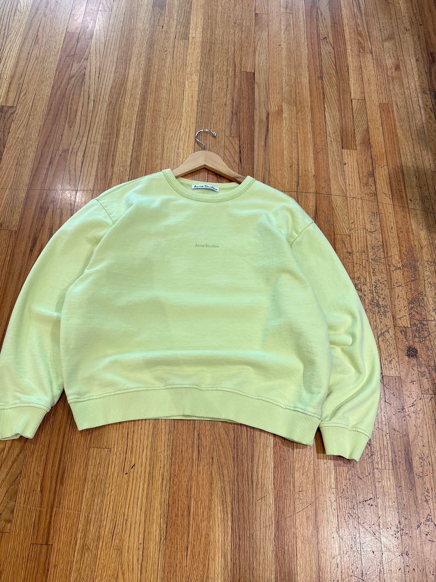 (S) Acne Studios Face Lime Yellow Crewneck