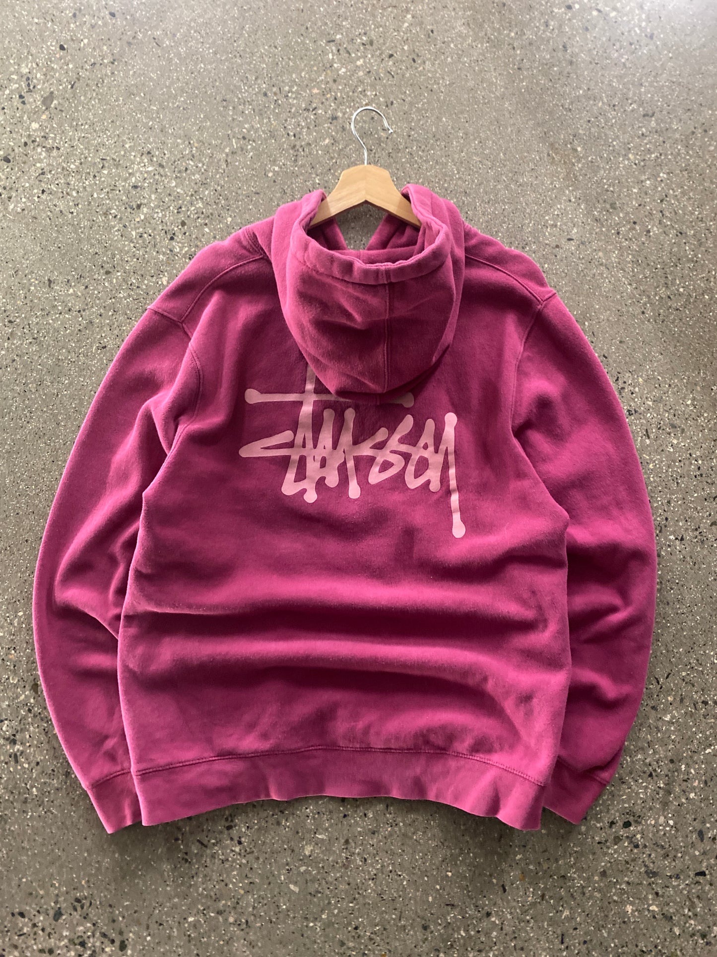 (L) Stussy Magenta Script Hoodie