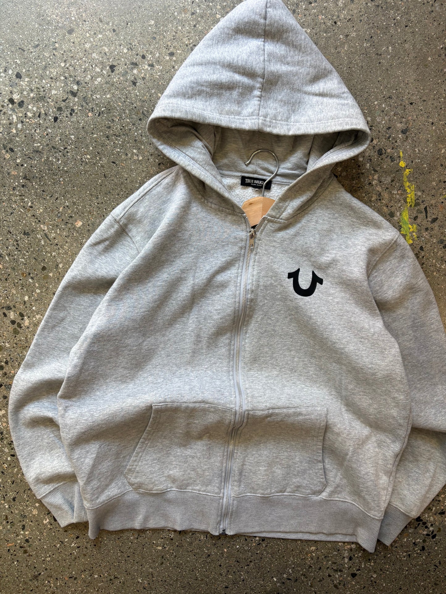 True Religion Grey Zip Up Hoodie