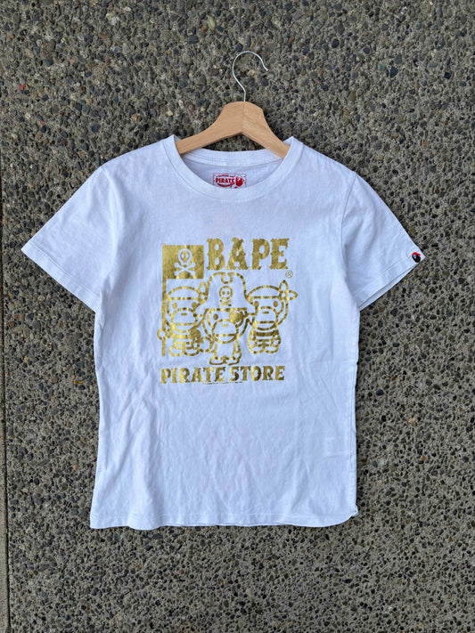 (S) Bape x Pirate ship White Tee