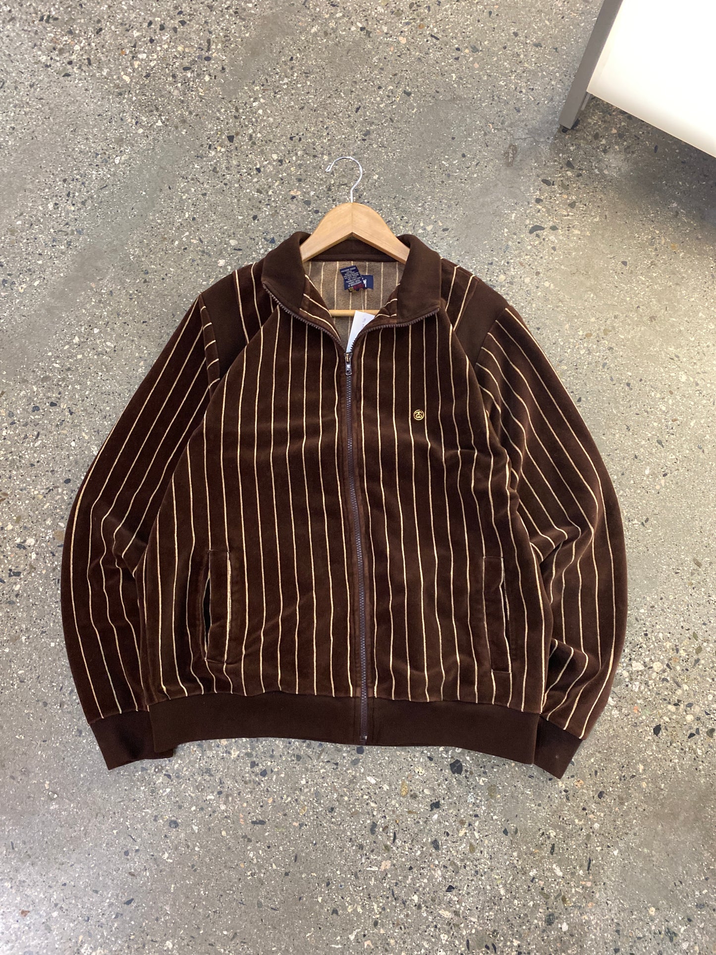 (L) 90s Stussy Brown Velour Track Top