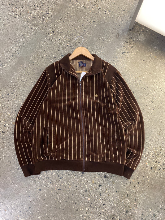 (L) 90s Stussy Brown Velour Track Top