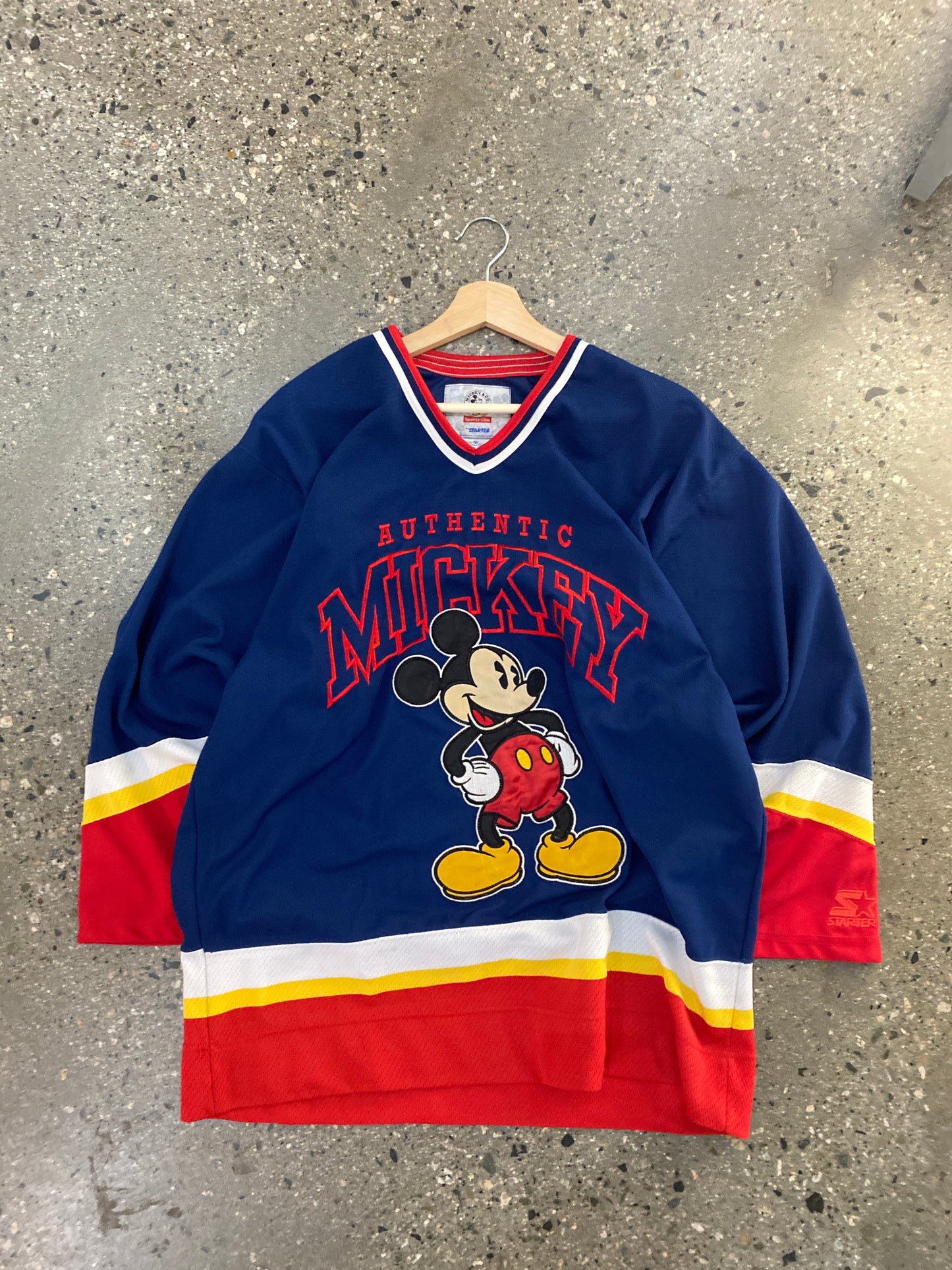 (M/L) 90s Starter Disney Mickey Mouse Hockey Jersey