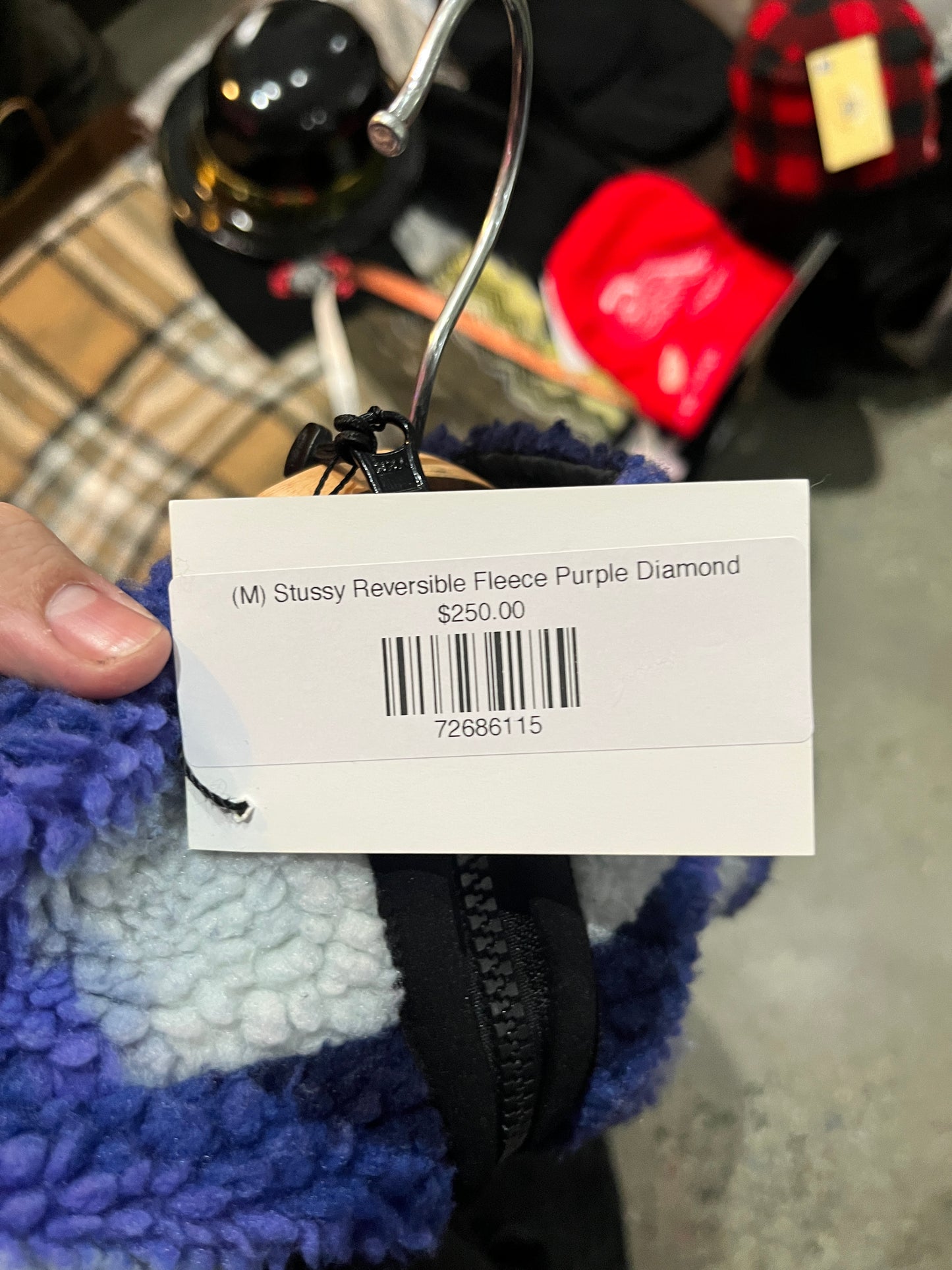 (M) Stussy Reversible Fleece Purple Diamond