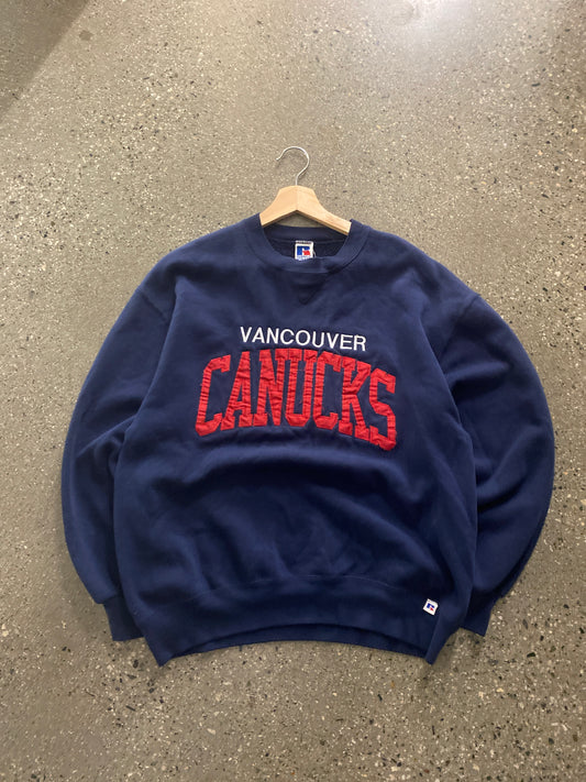 (L) 90s - 2000s Vancouver Canucks Russell Crewneck ( as is )
