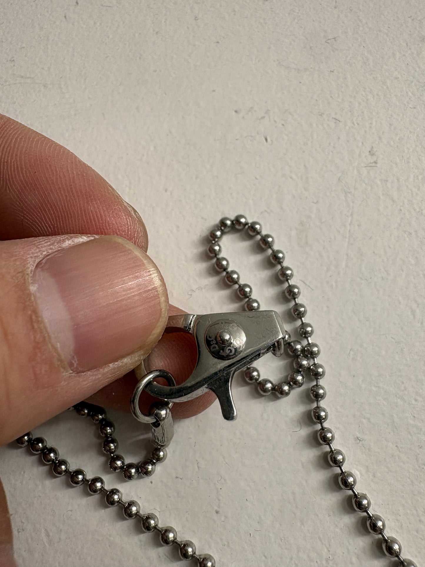 (12”) D&G Stainless Silver Dog Pendant + Ball Chain
