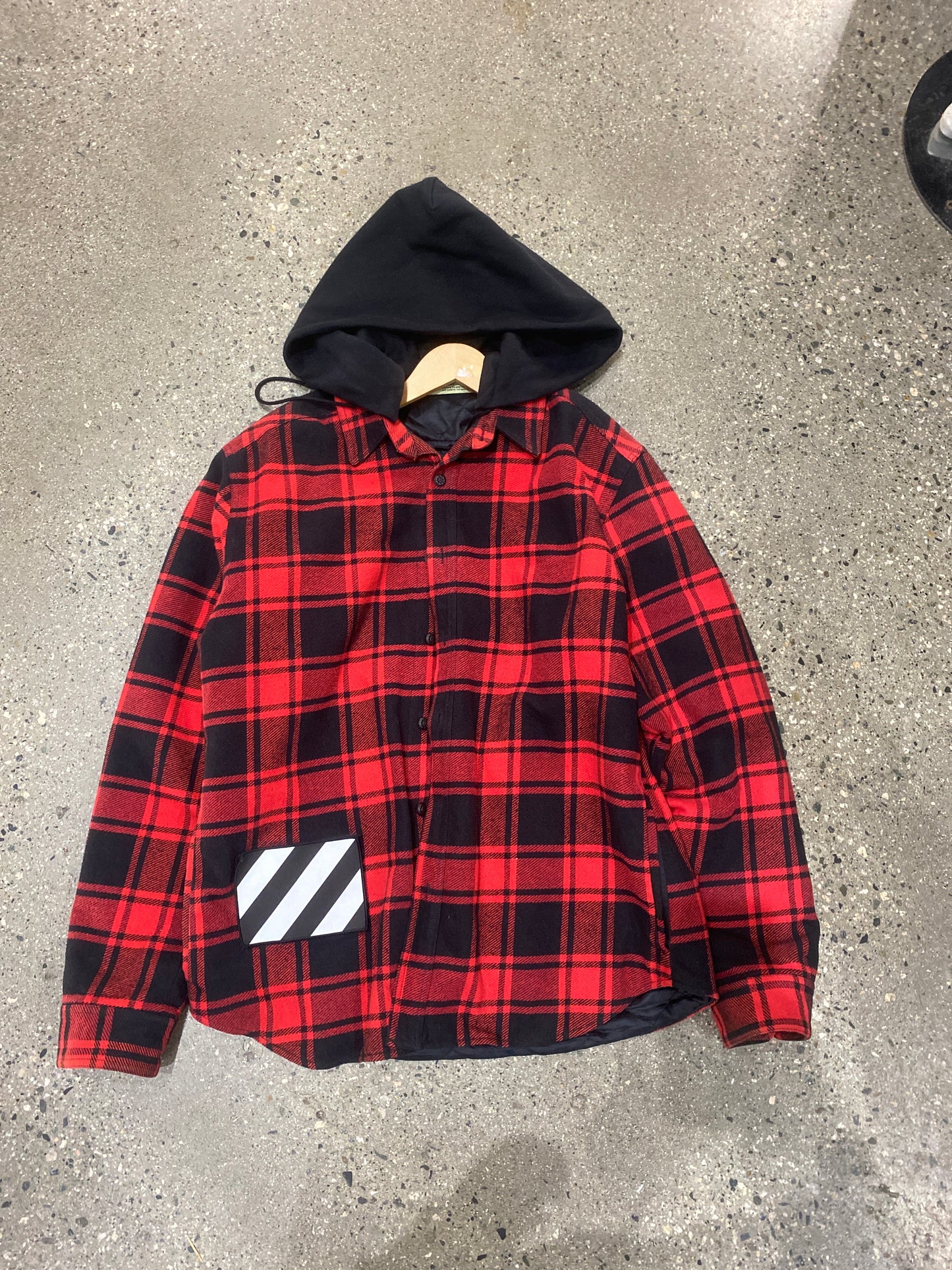 (L) Offwhite Plaid Jacket ( Removable Hood)