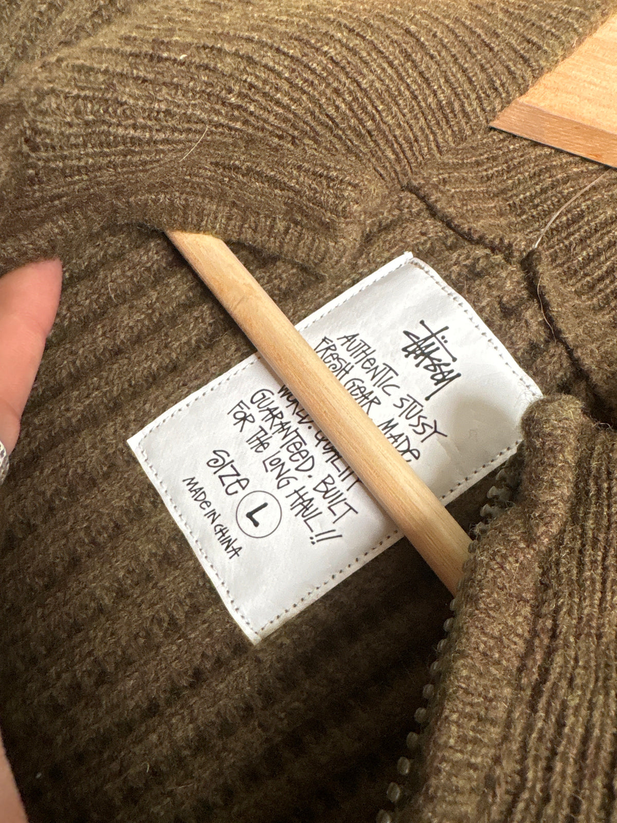 (L) BNWT Stussy Military Patch Green Zip Sweater ( Retails for $335 )