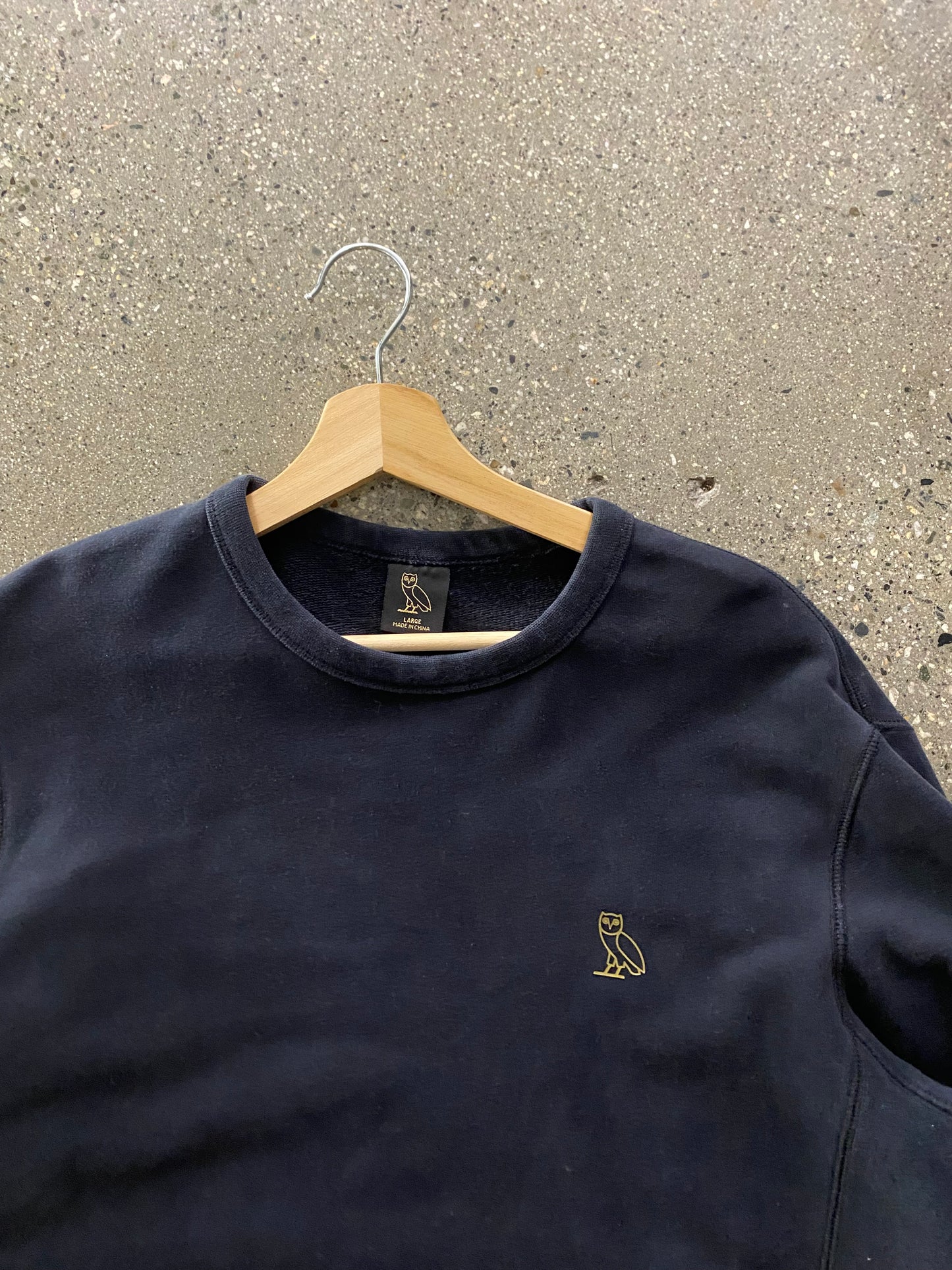 (L) OVO Black Crewneck