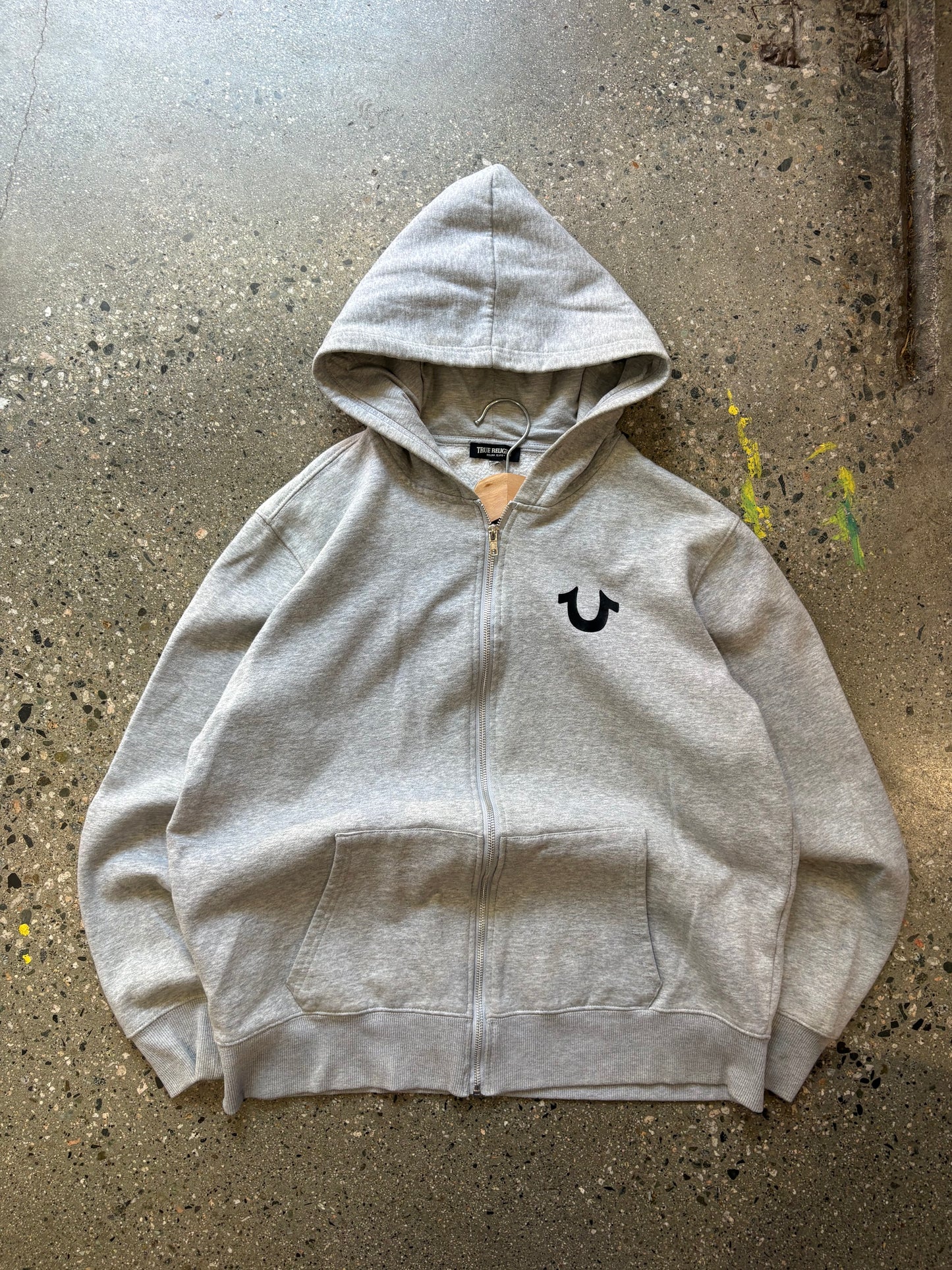 True Religion Grey Zip Up Hoodie