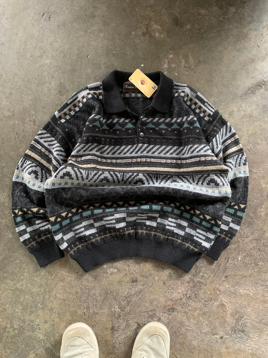 (L) 90’s Polo Style Knit