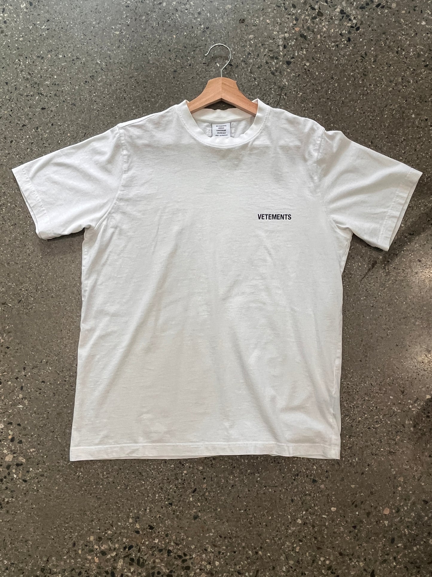 (L) Vetements White Logo Back and Front Tee
