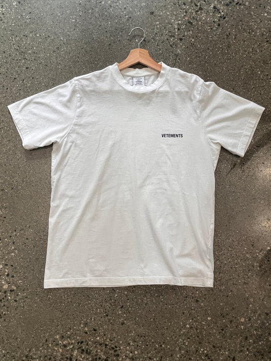 (L) Vetements White Logo Back and Front Tee
