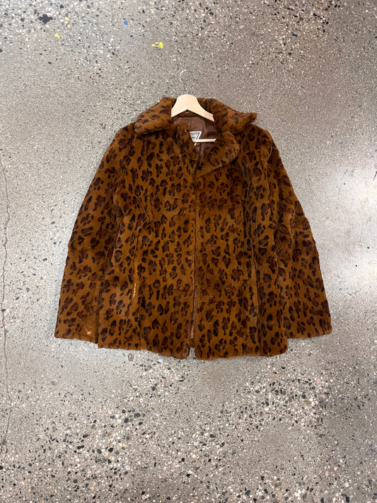 (Women’s S) J Percy for Marvin Richards Genuine Rabbit Fur Leopard Print Coat