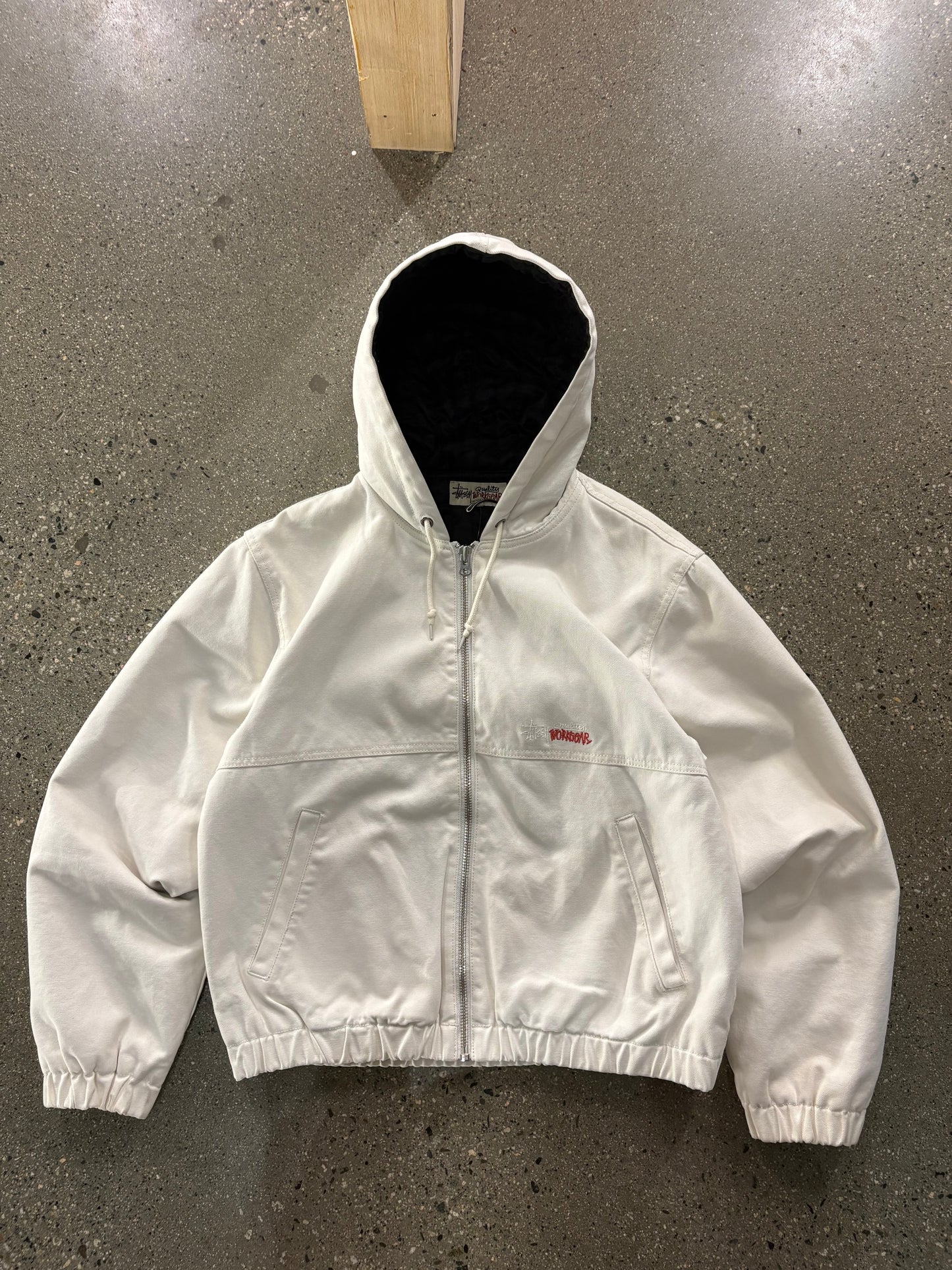 (M) Stussy White Insulated Workgear Hooded Jacket