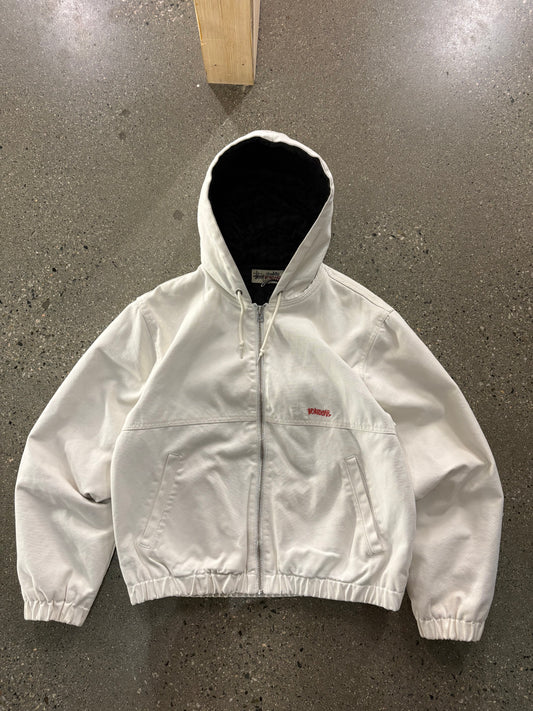 (M) Stussy White Insulated Workgear Hooded Jacket
